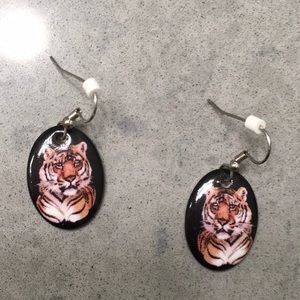 Stainless steel tiger earrings